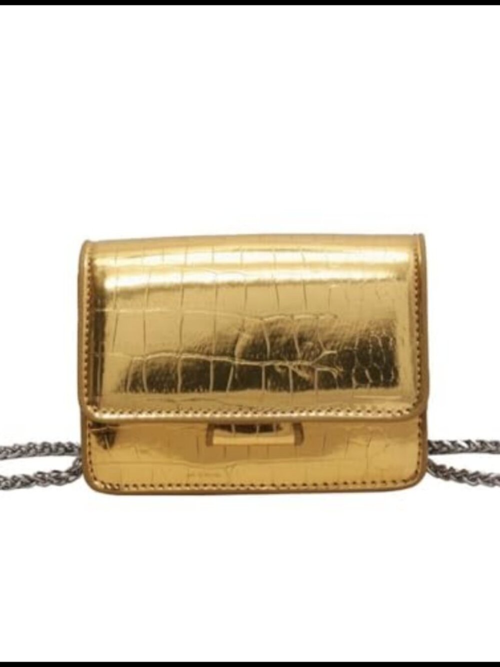 Metallic Silver PU Leather Mini Crossbody Purse Evening Clutch Handbag